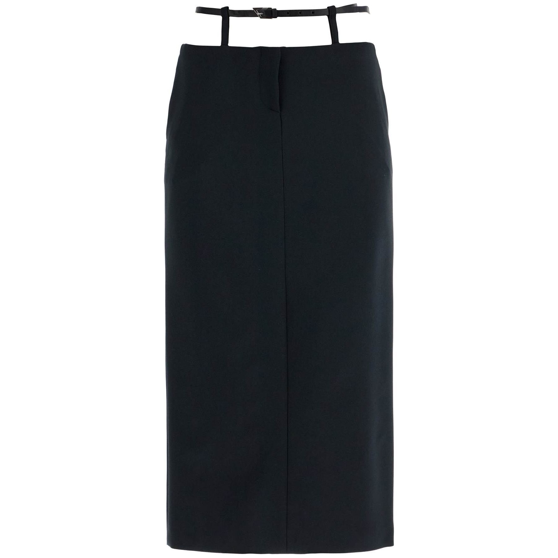 Stretch Technical Crêpe Midi Skirt Thin Belt