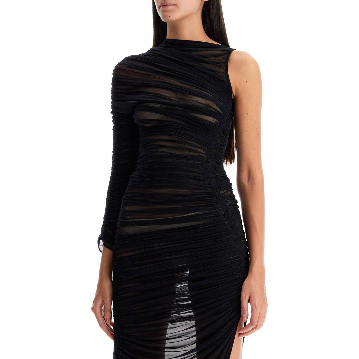 Stretch Mesh Asymmetric Dress