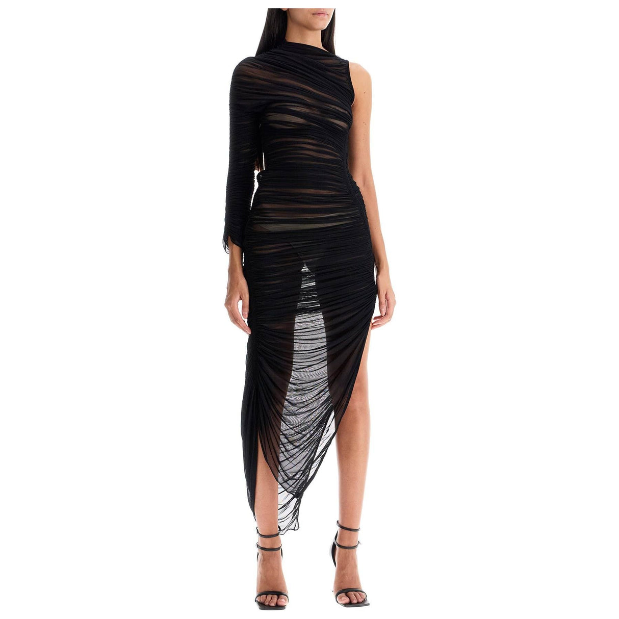 Stretch Mesh Asymmetric Dress