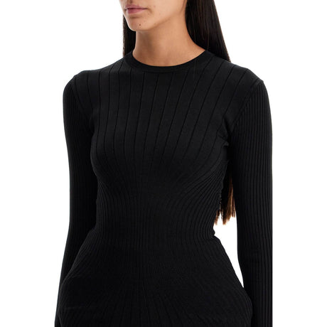 Ribbed Knit Top With Long Sleeves