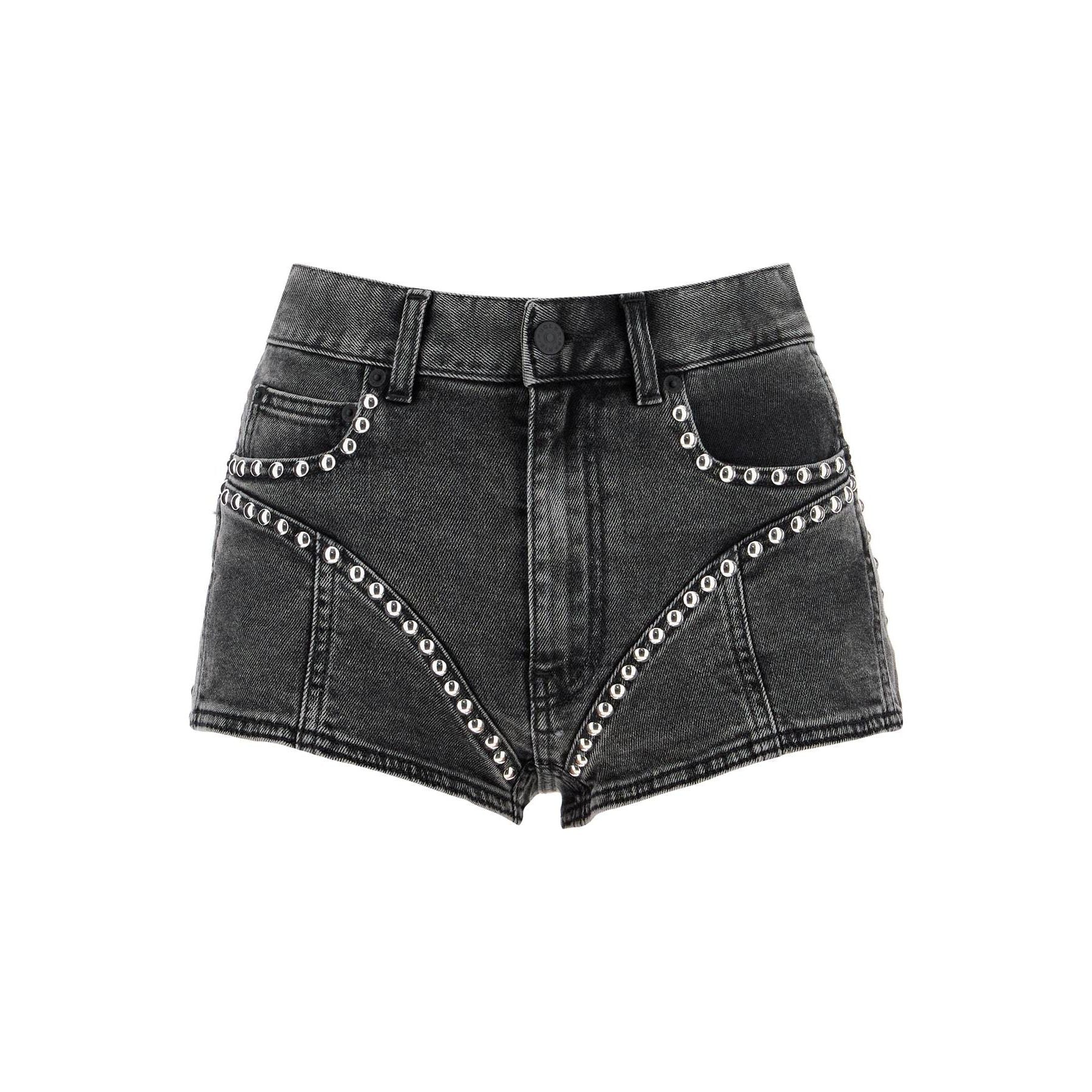 Denim Shorts With Studs And Embell