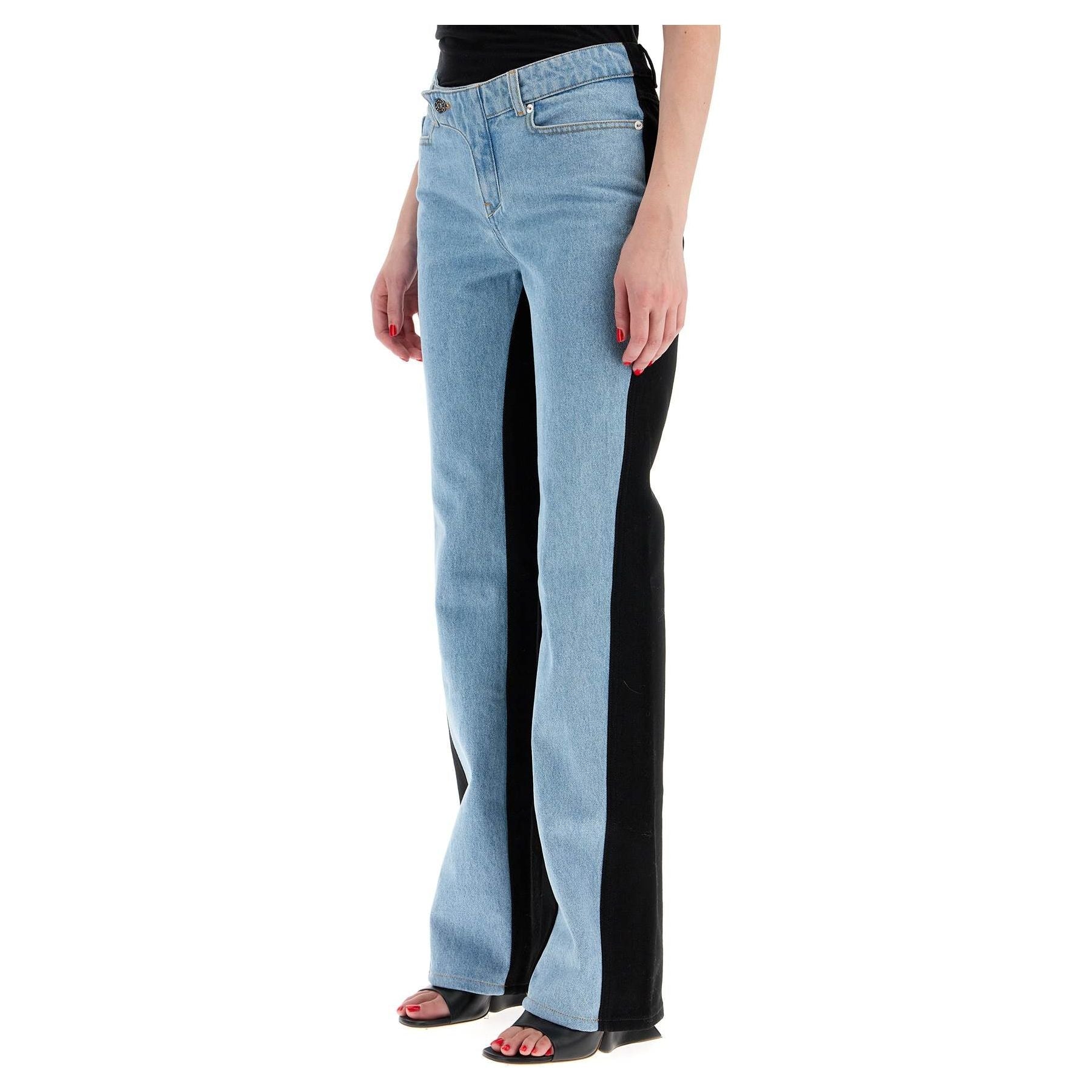 Bicolor Straight Leg Jeans With Two