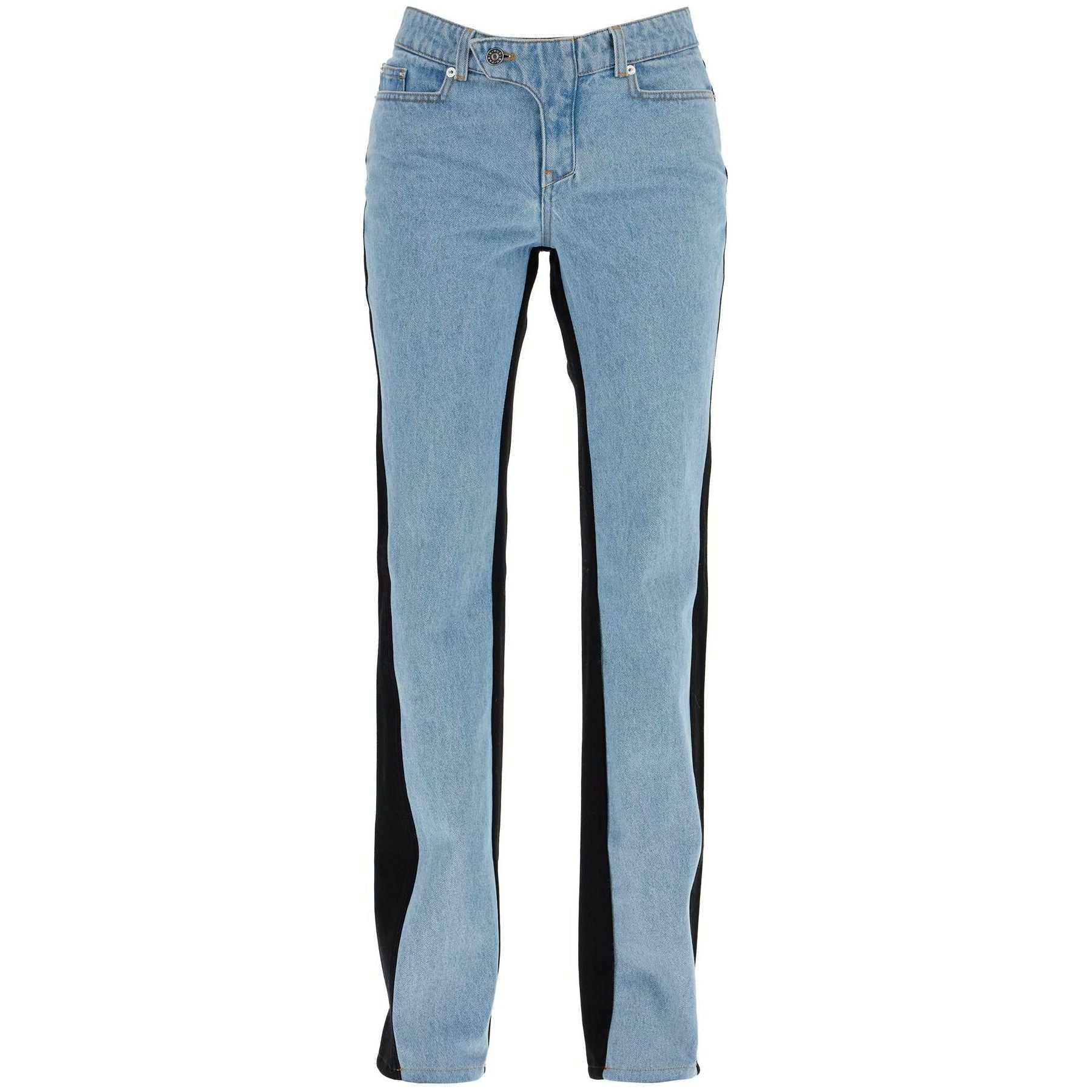 Bicolor Straight Leg Jeans With Two