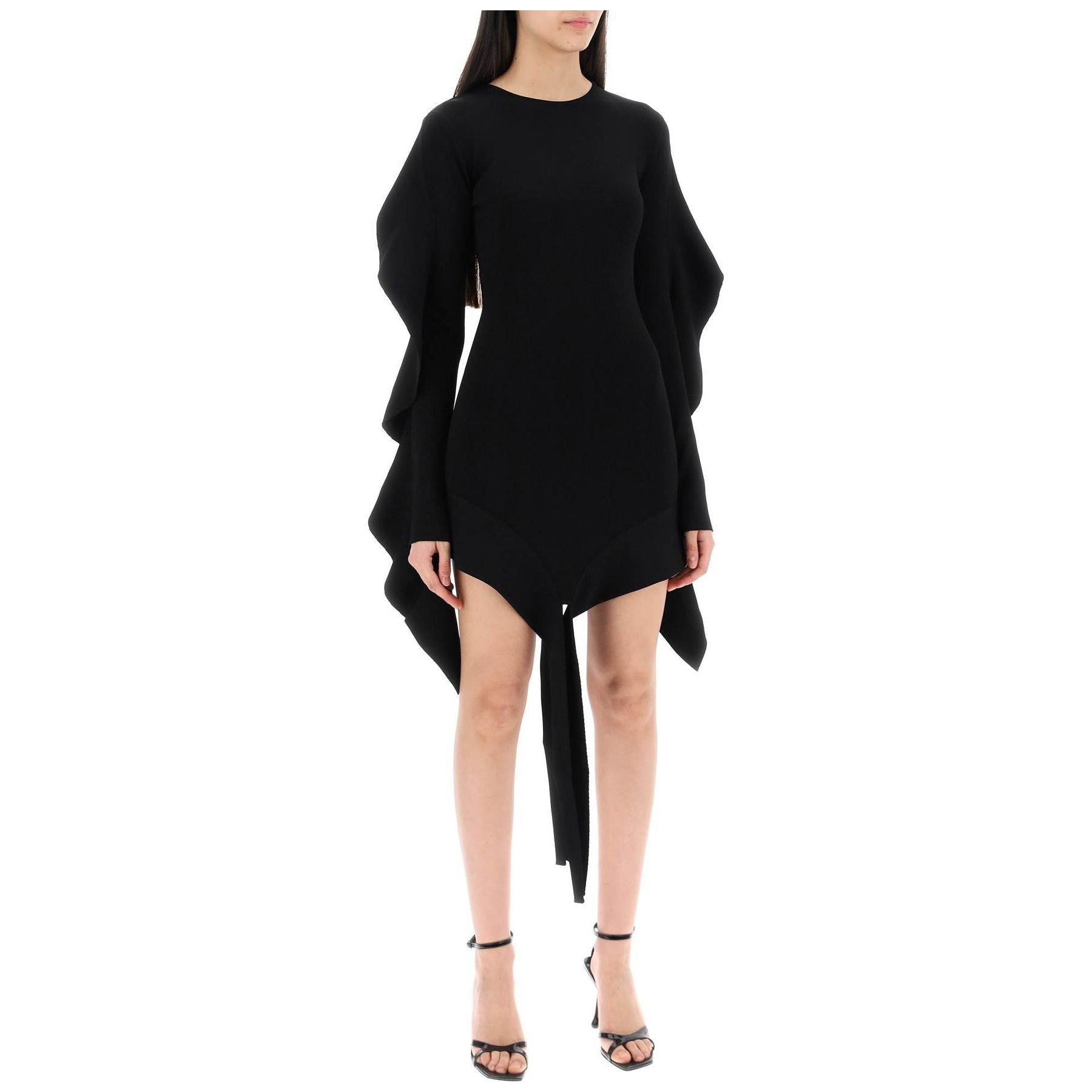 Asymmetric Knitted Long-Sleeve Dress