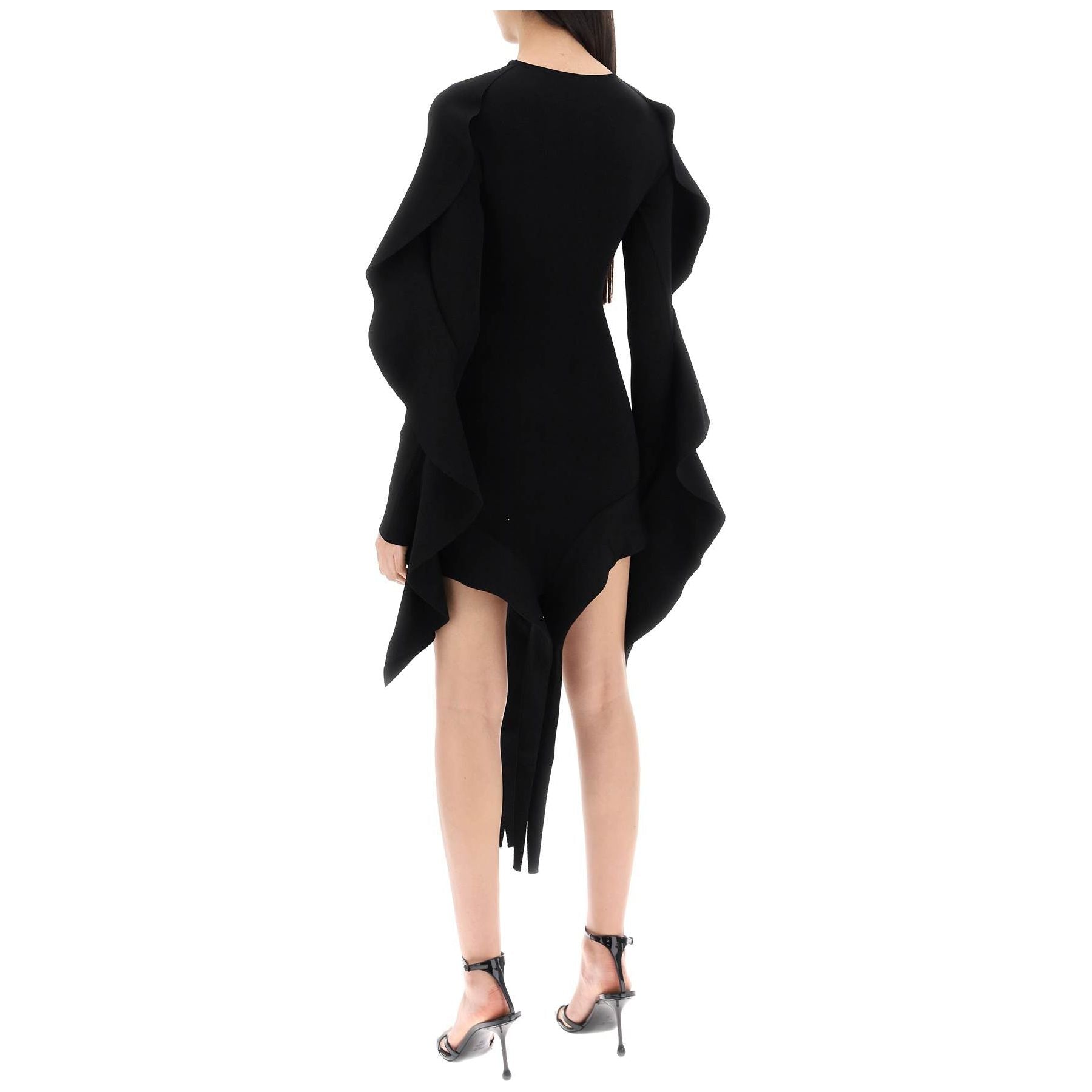 Asymmetric Knitted Long-Sleeve Dress