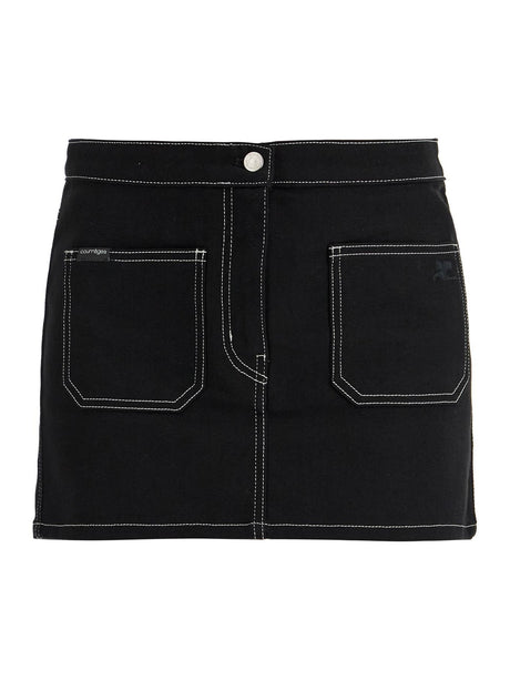 Frayed Hem Denim Skirt-Courrèges-JOHN JULIA