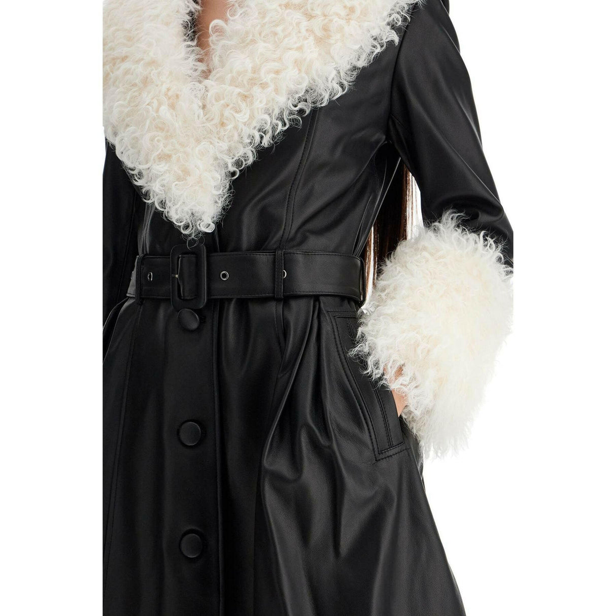 Foxy Leather And Shearling Long Coat.