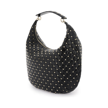 Leather Rockstud Spike Hobo Bag