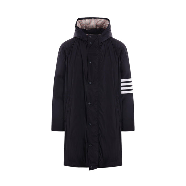 4-bar-detailed Oversize Nylon Down Jacket-THOM BROWNE-JOHN JULIA