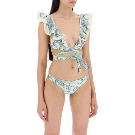 Paisley Ottie Wrap Ruffle Bikini Set.