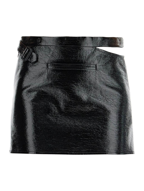 Croc-Embossed Vinyl Mini Skirt-Courrèges-JOHN JULIA