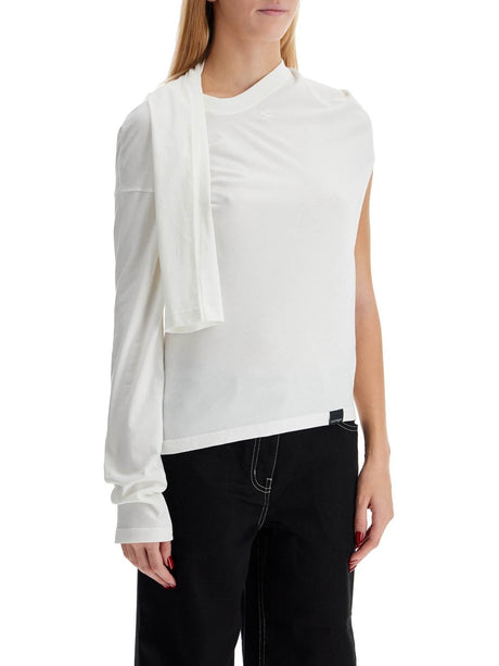 Asymmetric Striped Cotton T-shirt-Courrèges-JOHN JULIA