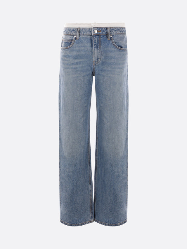 Pointelle Waistband Denim Jeans-Alexander Wang-JOHN JULIA