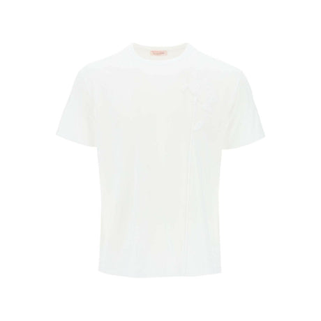 Flower Embroidered Mercerized Cotton T-shirt.