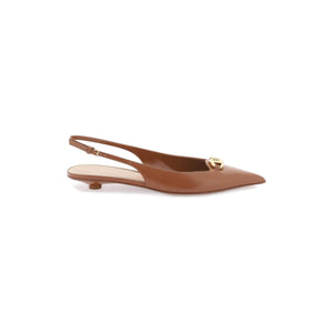 VLogo Slingback Leather Ballerina Flats