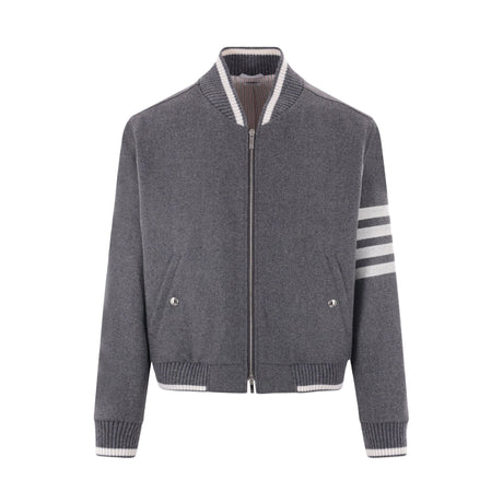 4bar Flannel Bomber Jacket-THOM BROWNE-JOHN JULIA