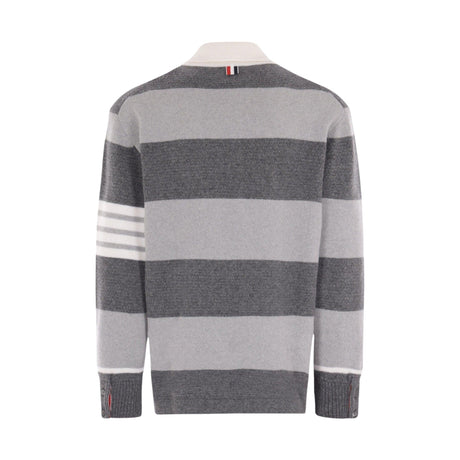 4bar Wool Polo Sweater-THOM BROWNE-JOHN JULIA