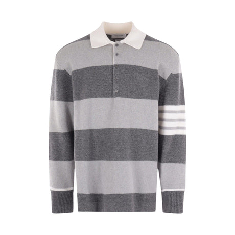 4bar Wool Polo Sweater-THOM BROWNE-JOHN JULIA