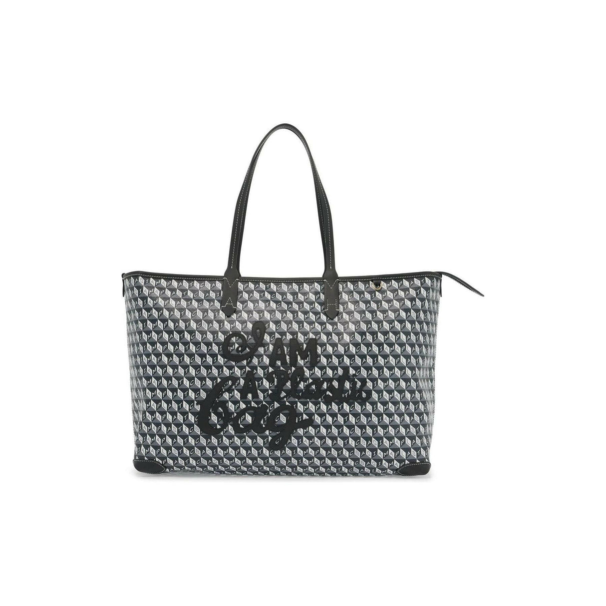 I Am A Plastic Bag Zipped Motif Tote Bag.