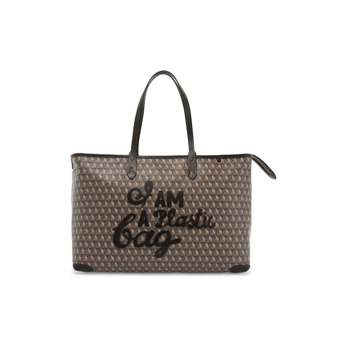 I Am A Plastic Bag Zipped Motif Tote Bag.