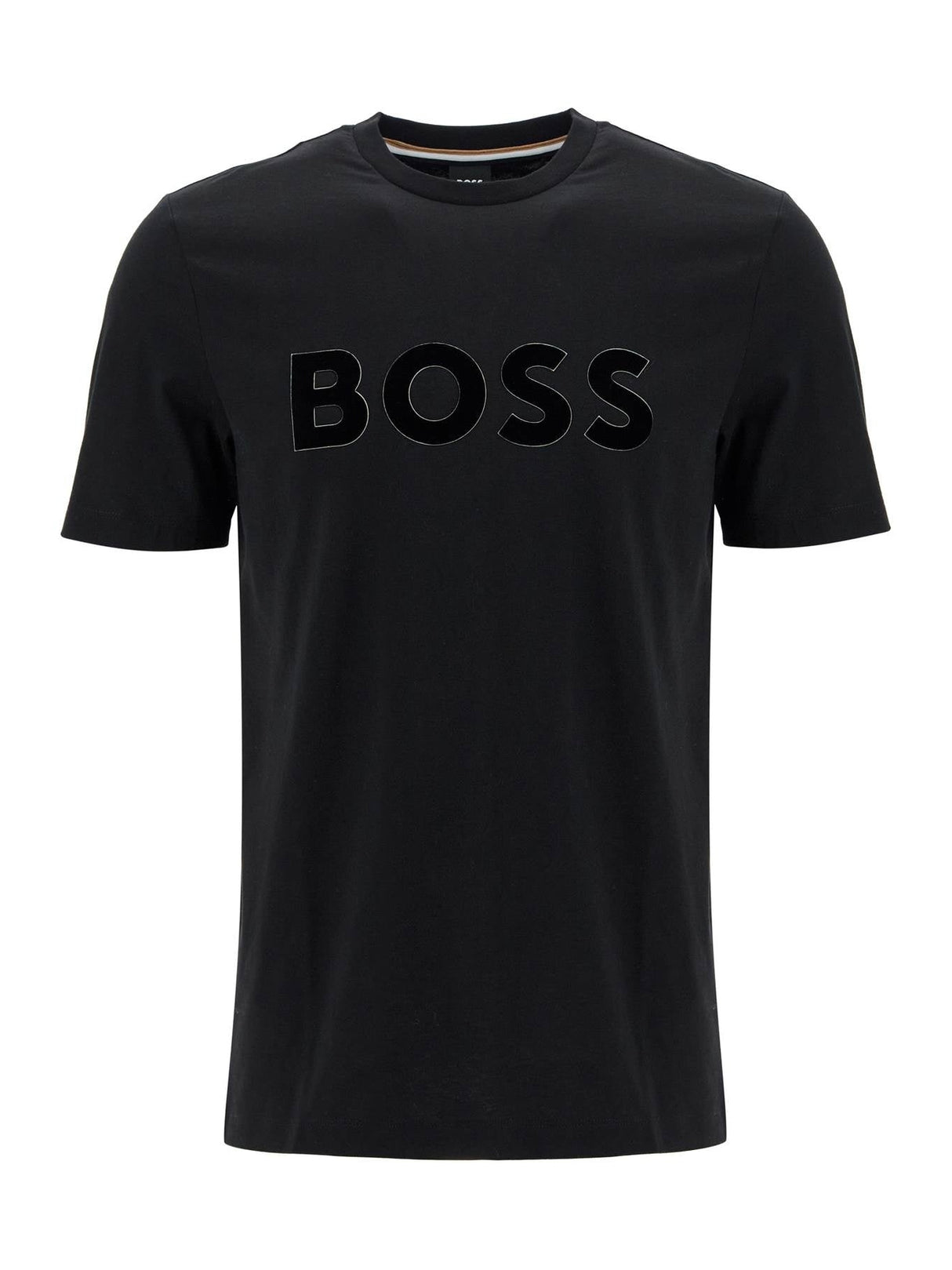 Flocked Logo Cotton T-shirt-BOSS-JOHN JULIA