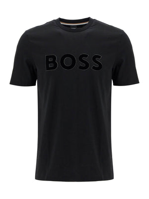 Flocked Logo Cotton T-shirt-BOSS-JOHN JULIA