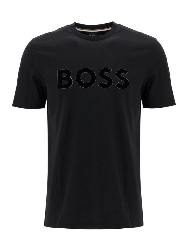 Flocked Logo Cotton T-shirt-BOSS-JOHN JULIA