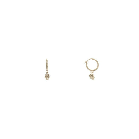 Pavé Crystal Skull Hoop Drop Earrings.