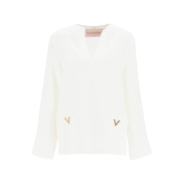 VALENTINO GARAVANI-Silk Cady Couture Crepe Top -JOHN JULIA.