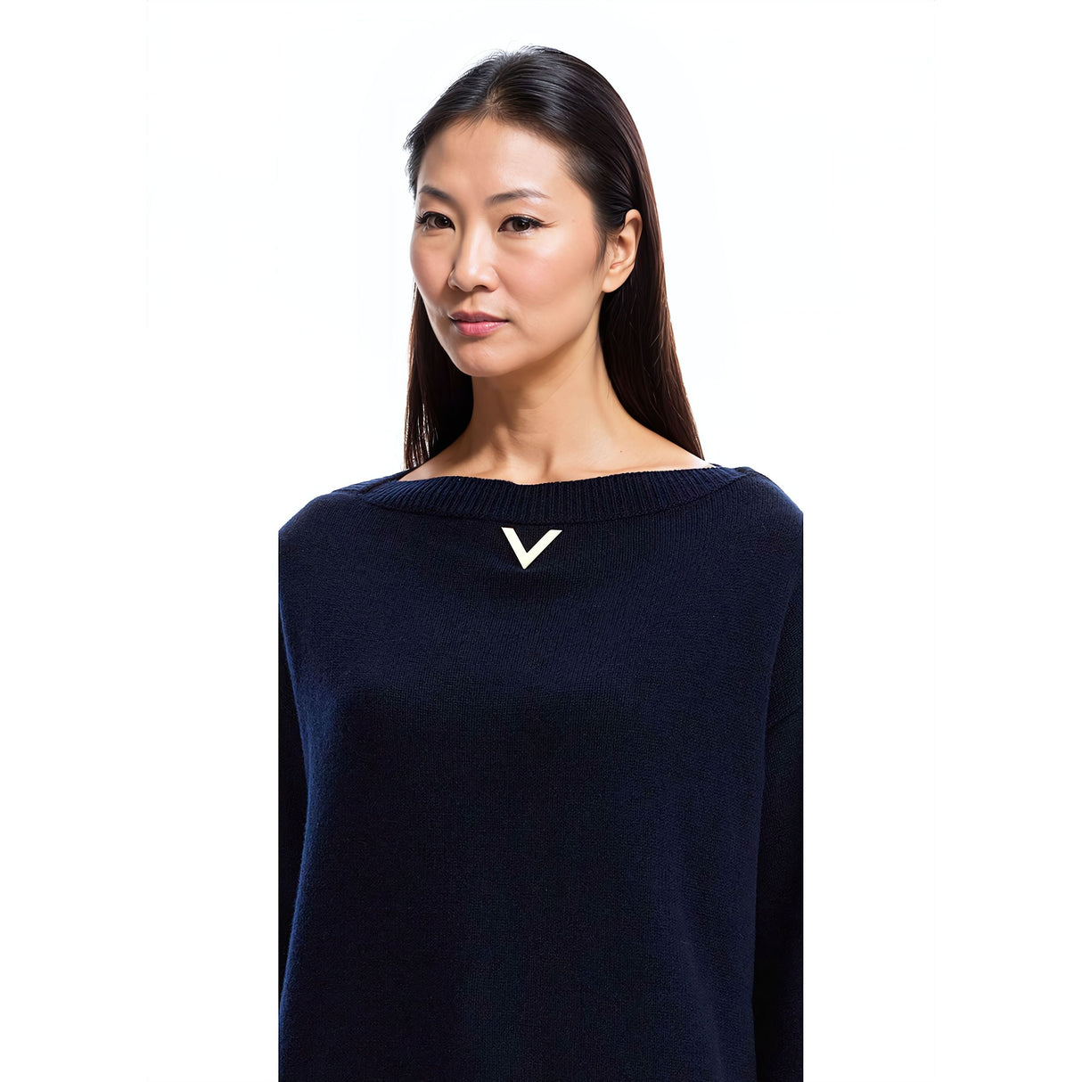 VALENTINO GARAVANI-Ribbed Cashmere V Boat Neck Sweater -JOHN JULIA.