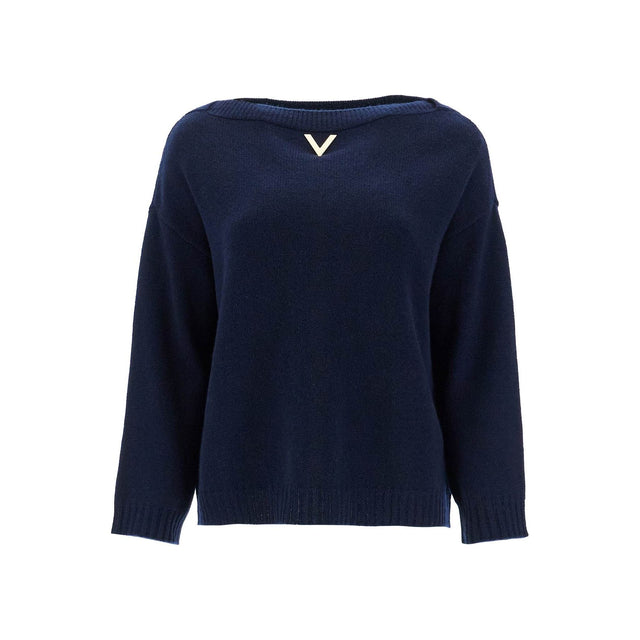 VALENTINO GARAVANI-Ribbed Cashmere V Boat Neck Sweater -JOHN JULIA.