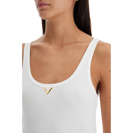 Ribbed Tank Top With V Neckline