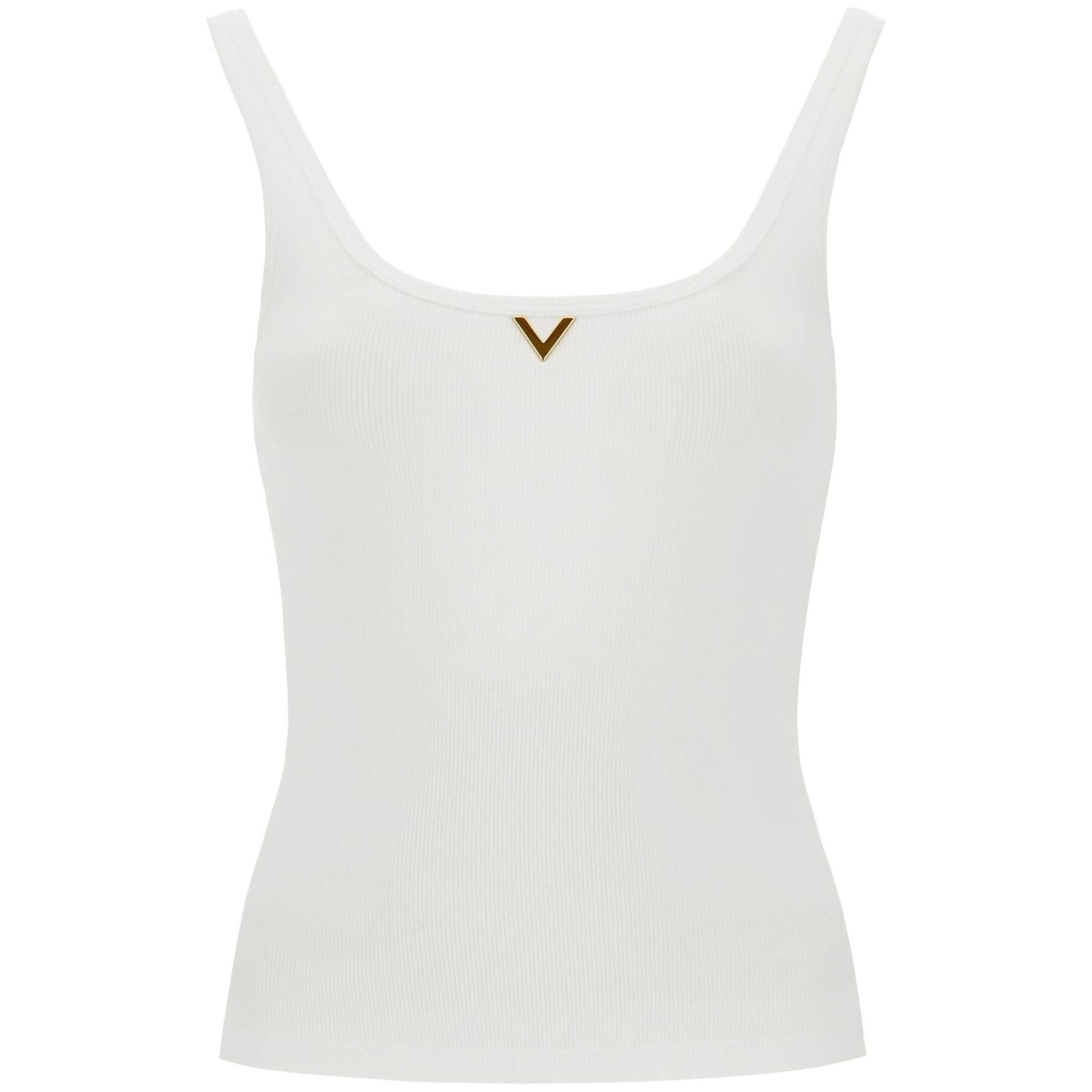 Ribbed Tank Top With V Neckline