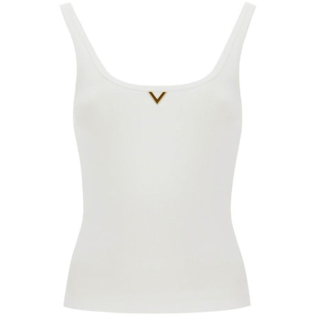 Ribbed Tank Top With V Neckline