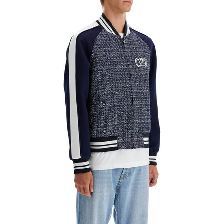 VALENTINO GARAVANI-VLogo Signature Patch Tweed Bomber Jacket -JOHN JULIA.