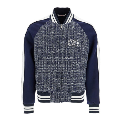 VALENTINO GARAVANI-VLogo Signature Patch Tweed Bomber Jacket -JOHN JULIA.