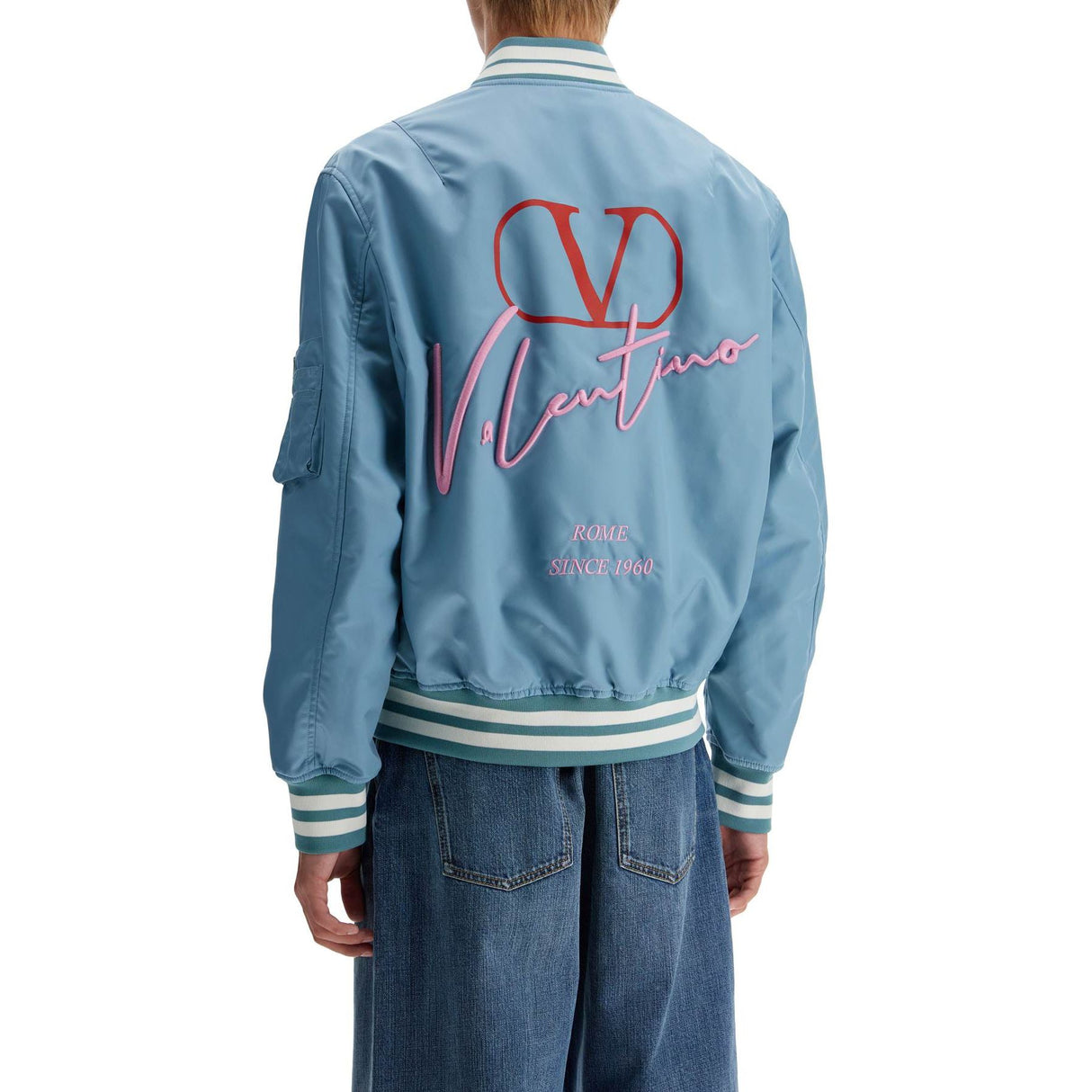 Nylon Bomber Jacket With Embroidery And Print