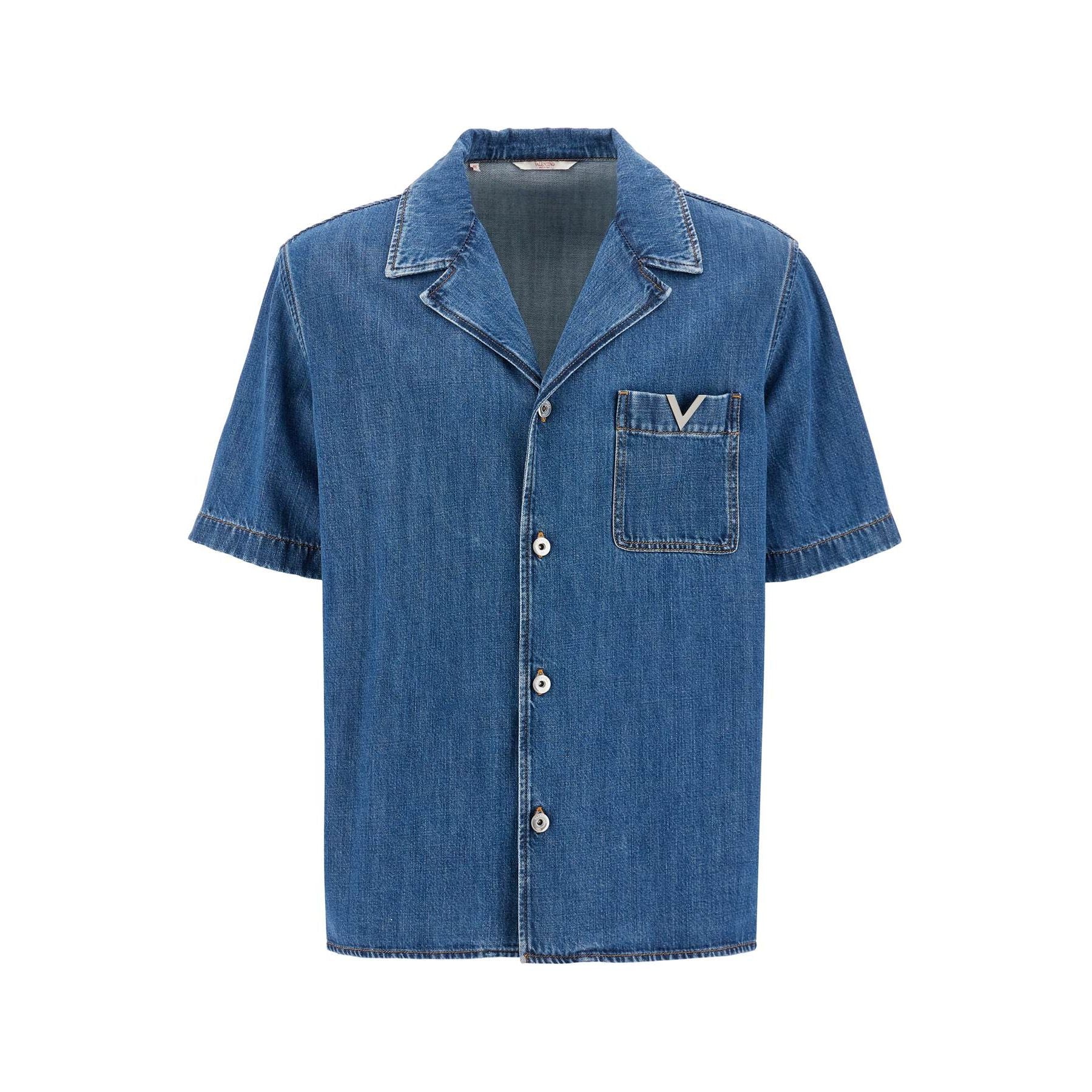 Denim Bowling Shirt For Men