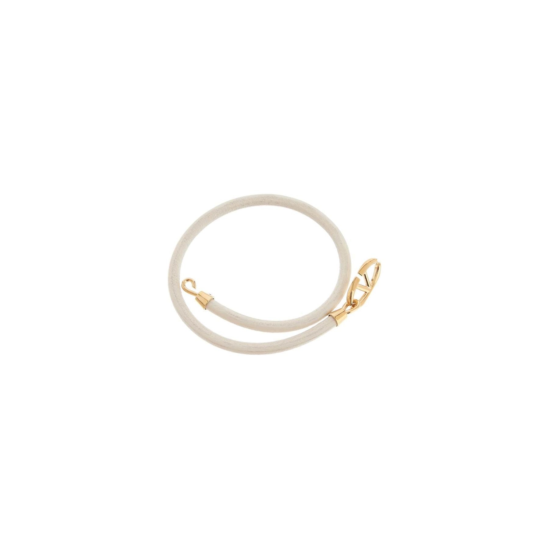 VALENTINO GARAVANI-18kt Gold Plated Smooth Leather Double Twist VLOGO Bracelet -JOHN JULIA.