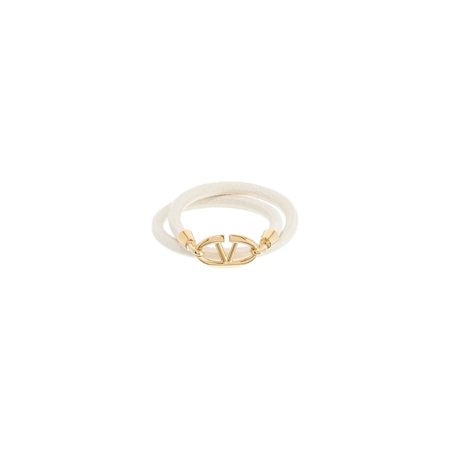 VALENTINO GARAVANI-18kt Gold Plated Smooth Leather Double Twist VLOGO Bracelet -JOHN JULIA.