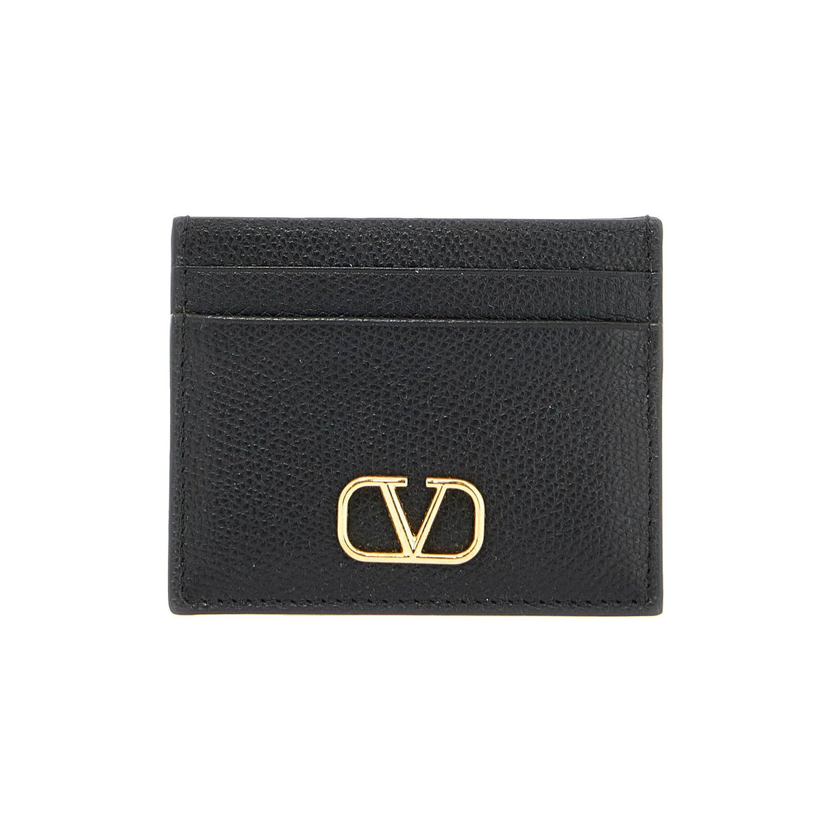 VLogo Signature Hammered Leather Card Holder