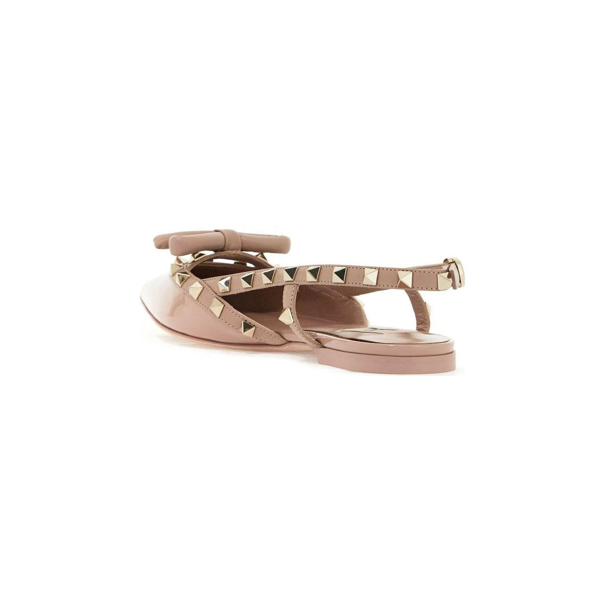 Patent Leather Rockstud Bow Slingback Ballerinas.