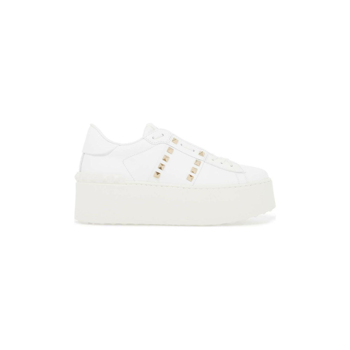 Flatform Rockstud Untitled Open Leather Sneakers.