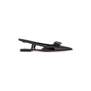 Patent Rockstud Bow Slingback Ballerinas.