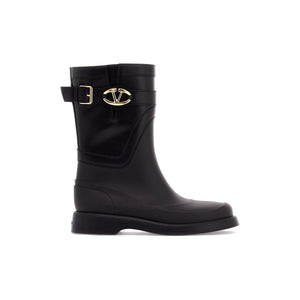 VALENTINO GARAVANI-VLogo The Bold Edition Leather and Rubber Boots -JOHN JULIA.