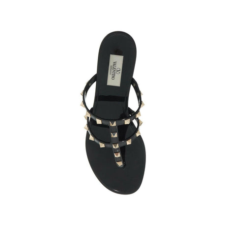 VALENTINO GARAVANI-Rockstud Flat Rubber Sandals-JOHN JULIA