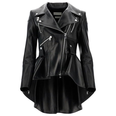 Peplum Leather Biker Jacket