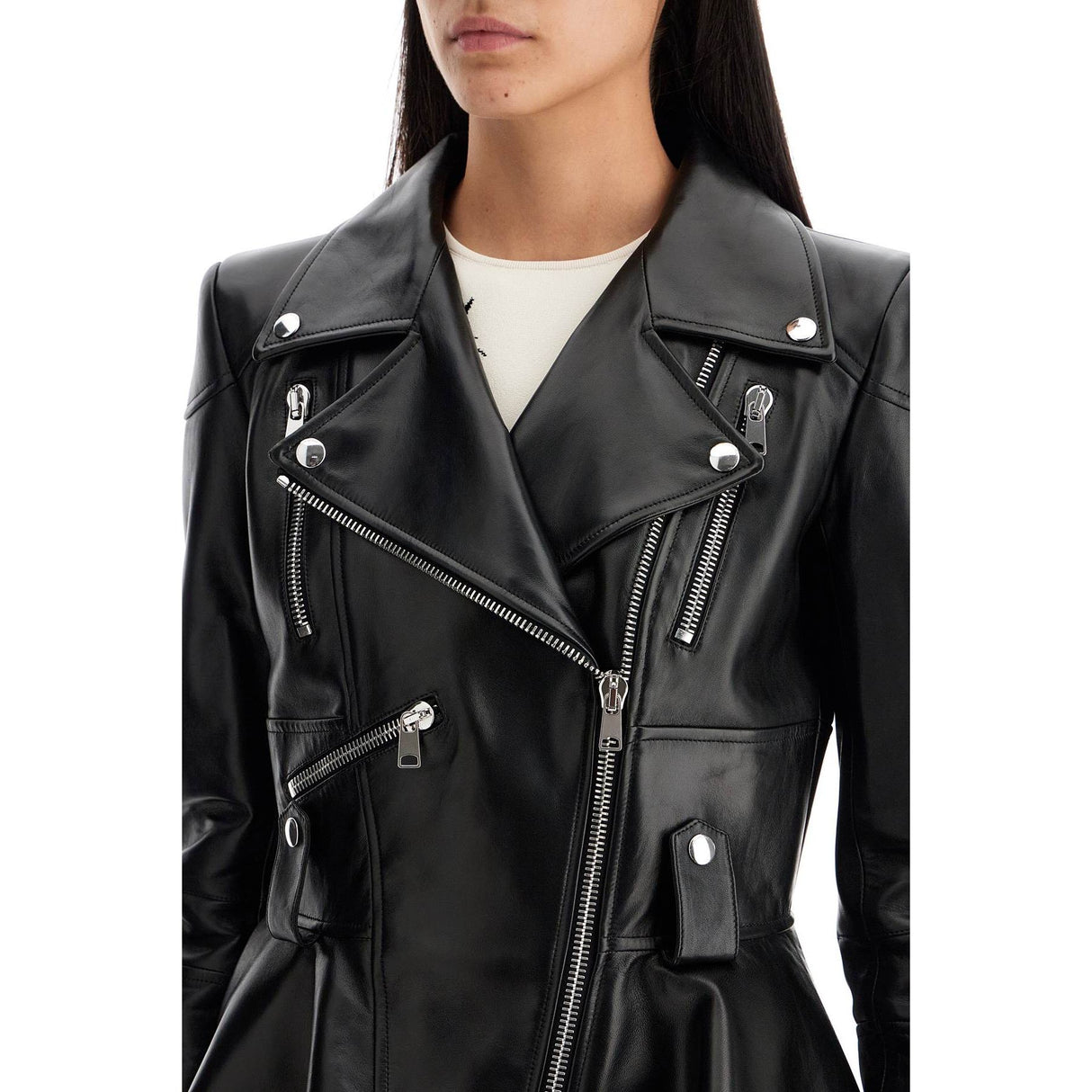 Peplum Leather Biker Jacket