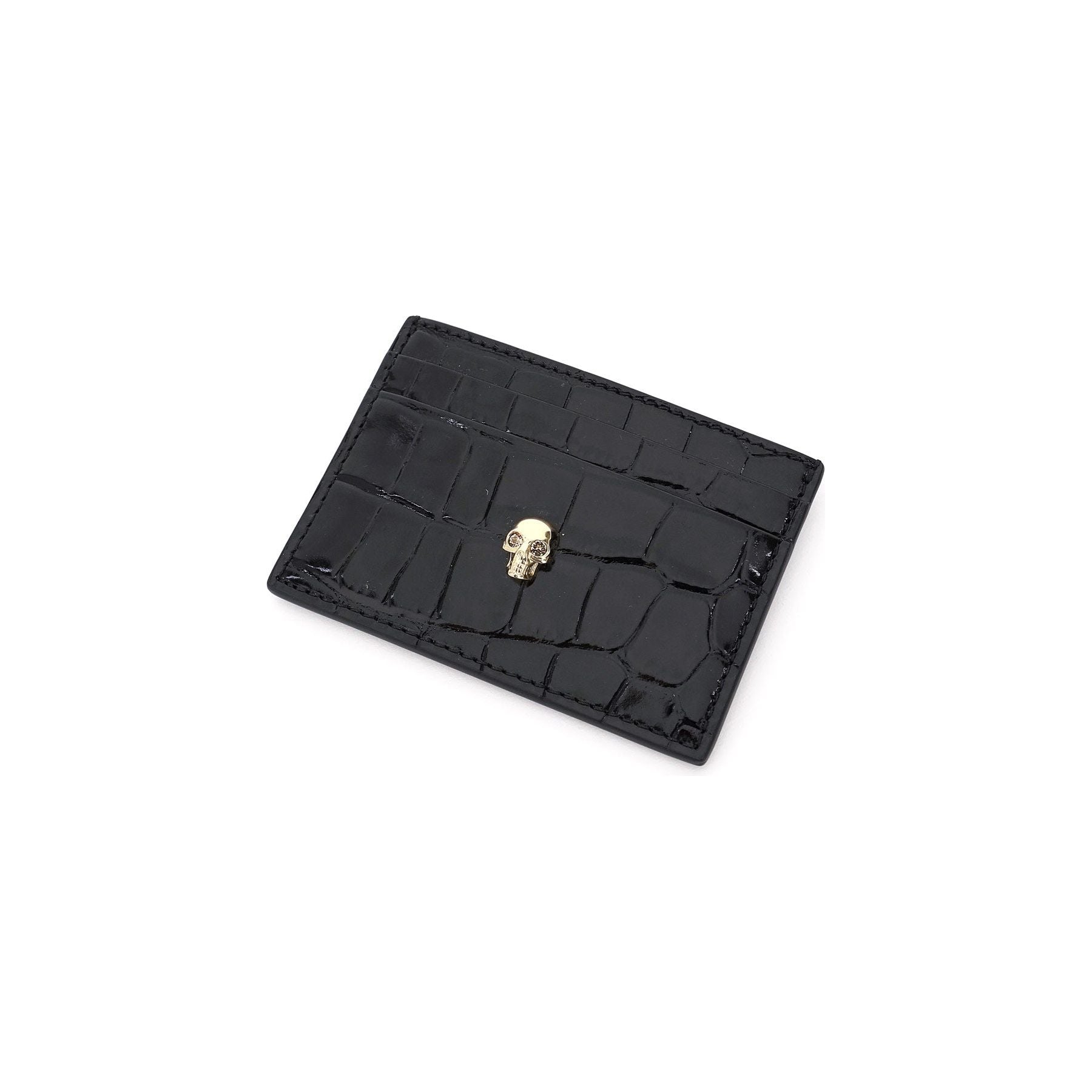 Skull Crocodile-Embossed Card Holder