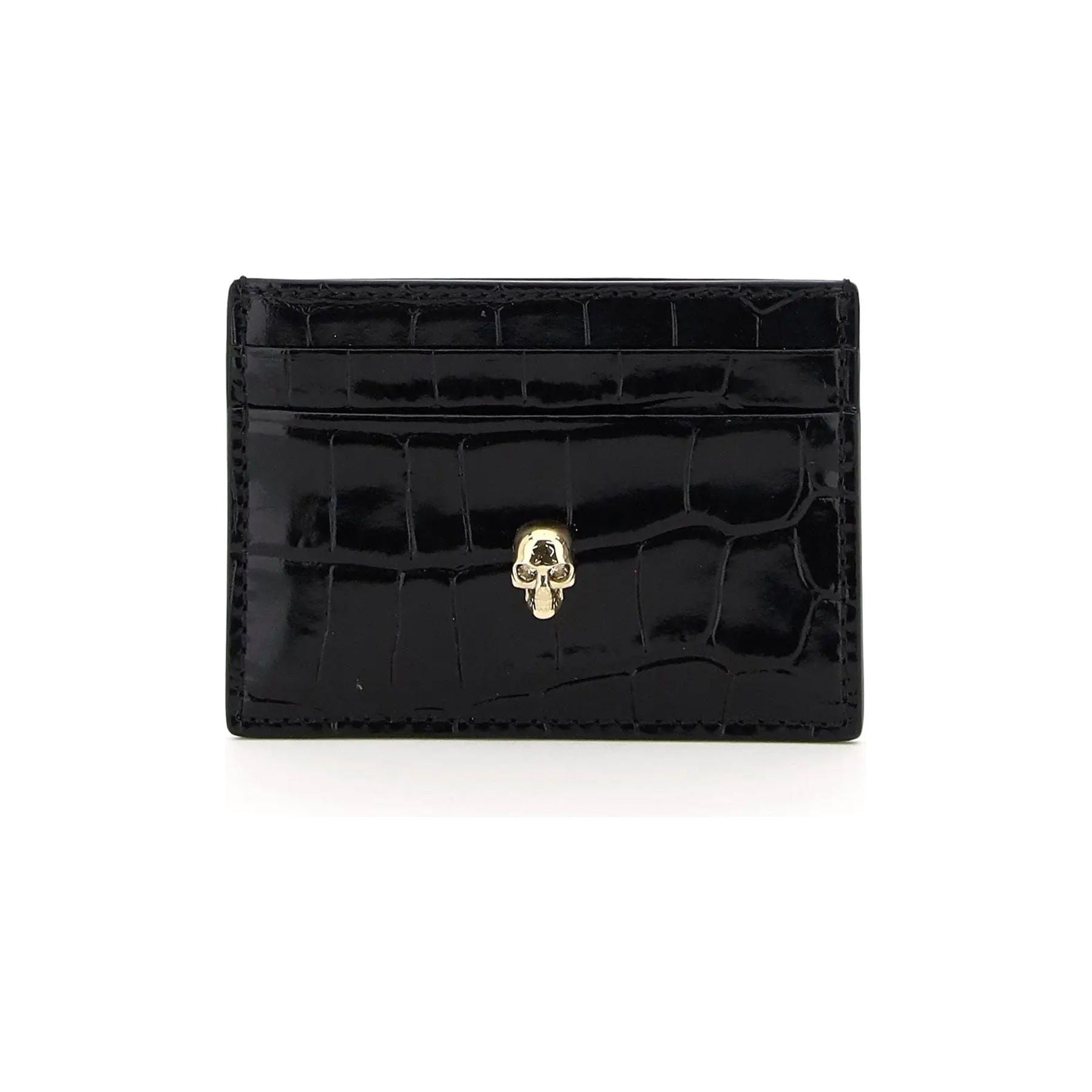 Skull Crocodile-Embossed Card Holder